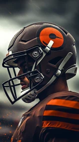 Cinematic profile render of modern football helmet design.