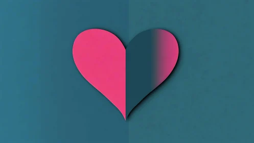 Bisected Heart Form with Gradient Overlay on Teal Background