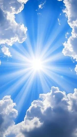 Radiant sunlight streaming through soft, welcoming clouds.