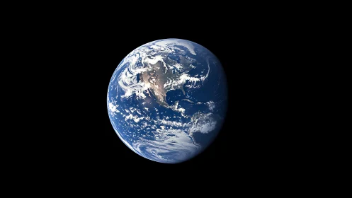 Our blue planet quietly floats in the gentle dark of space