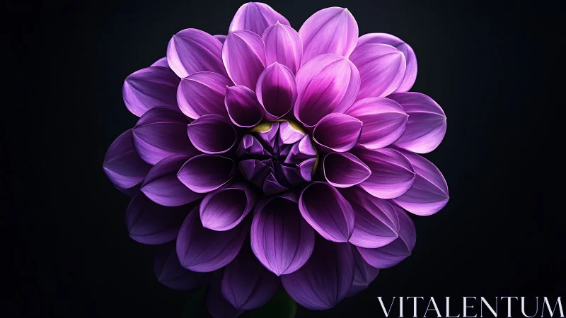 Purple Dahlia Bloom: Volumetric Dimensional Rendering.