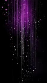 Violet light streaks fall through dark negative space