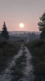 Soft sunrise over a winding country path invites quiet wandering