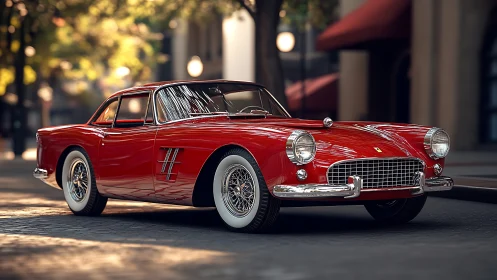 Highly detailed red classic coupe rendered with glossy reflections