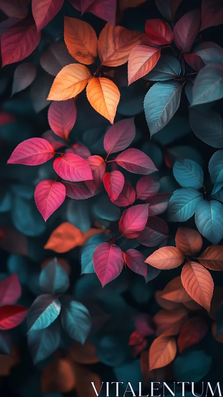 Digital foliage study with complementary chromatic leaf clusters.