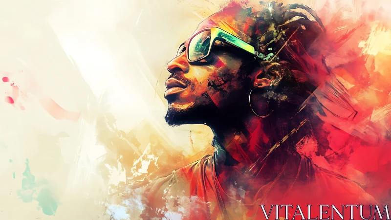 Vibrant portrait blends urban energy with abstract color burst