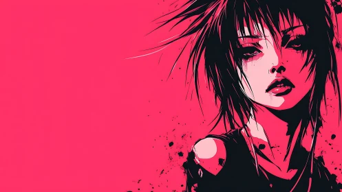 High-contrast magenta punk portrait with splatter detailing