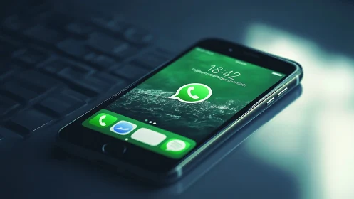 WhatsApp's Emerald Glow Dominates a Smartphone's Nocturnal Stage