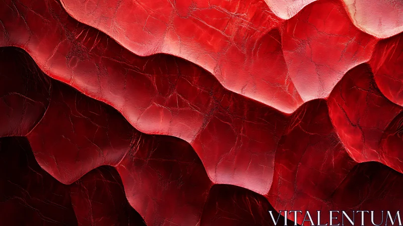 Velvet red waves unfolding across a glowing abstract landscape.