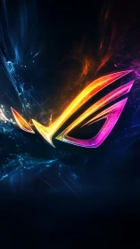 Neon flame emblem blazing across a deep cosmic night.