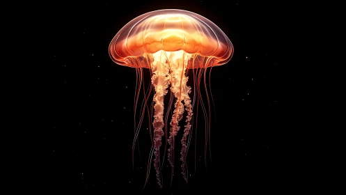 Luminous cosmic jellyfish drifting like a lantern in space.