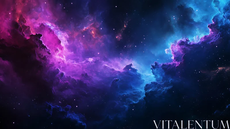 Cosmic clouds in radiant pink and blue starlit silence.