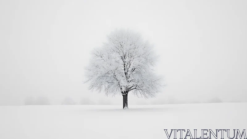 Solitary frost-laden tree anchors a minimalist winter field