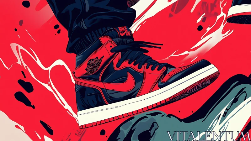 Streetfire sneakers surfing red paint waves in midair.