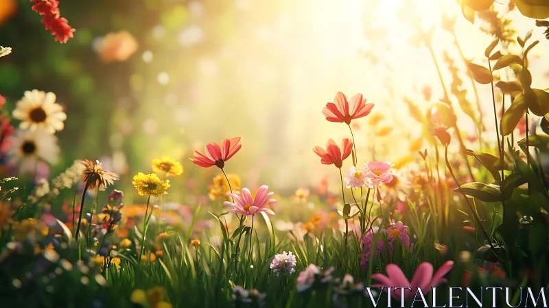 Sunlit Wildflower Meadow Bursting With Joy.