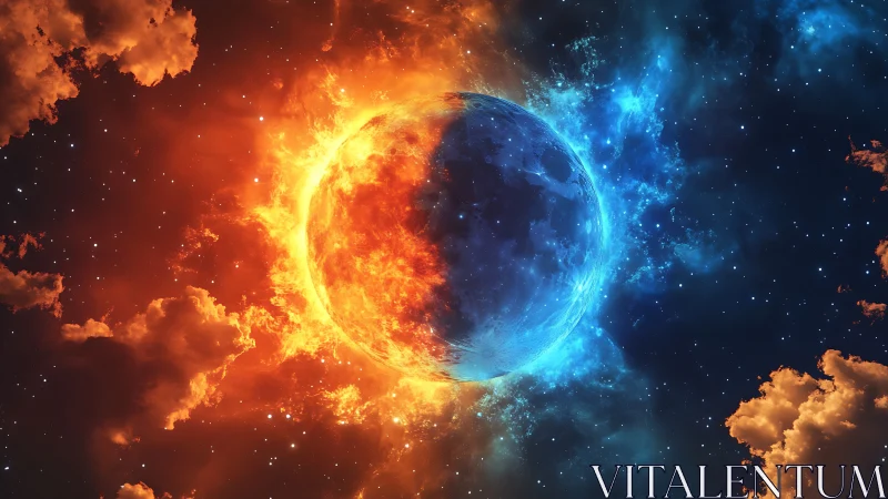 Bifurcated celestial sphere shows thermal fire&ndash;ice boundary layer