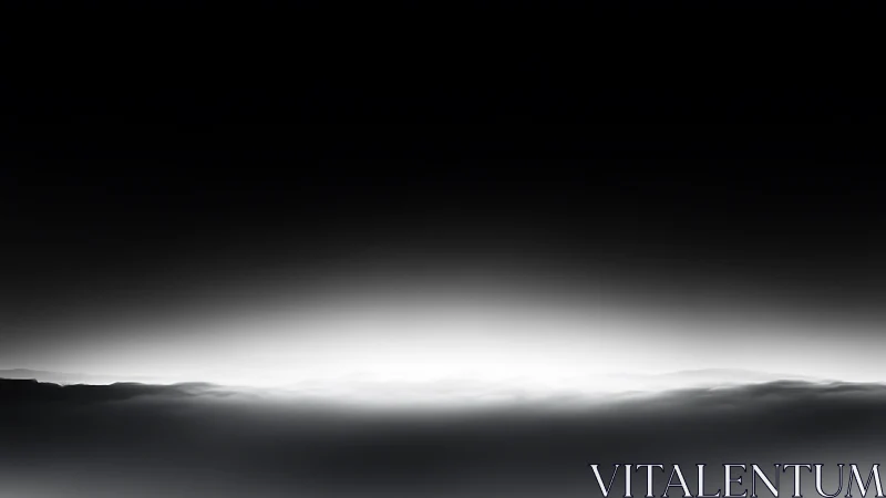 Monochrome atmospheric horizon dissolves into luminous void