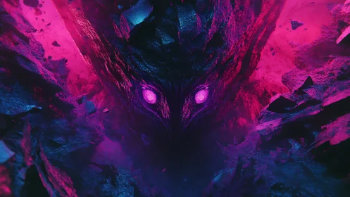 Neon geologic entity with crystalline ocular core emergence.