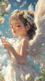 Gentle springtime angel resting in a daydream of light.