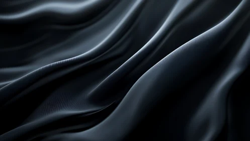 Black satin fabric folds in close-up abstract composition.