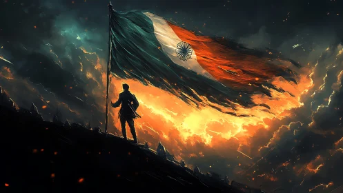 Blazing monsoon winds hurl the tricolor toward stormlit dawn