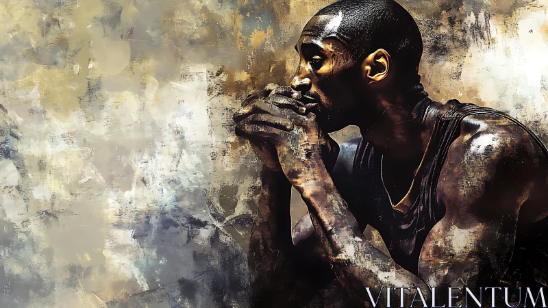 Seated basketball player rendered in textured digital profile