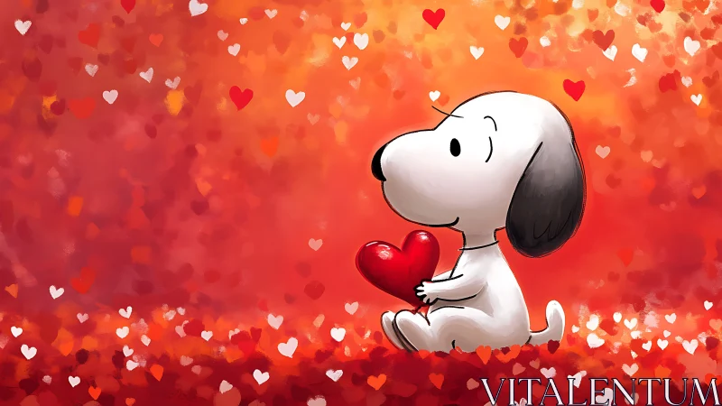 Snoopy Embraces Love: Heartwarming Valentine's Day Illustration.