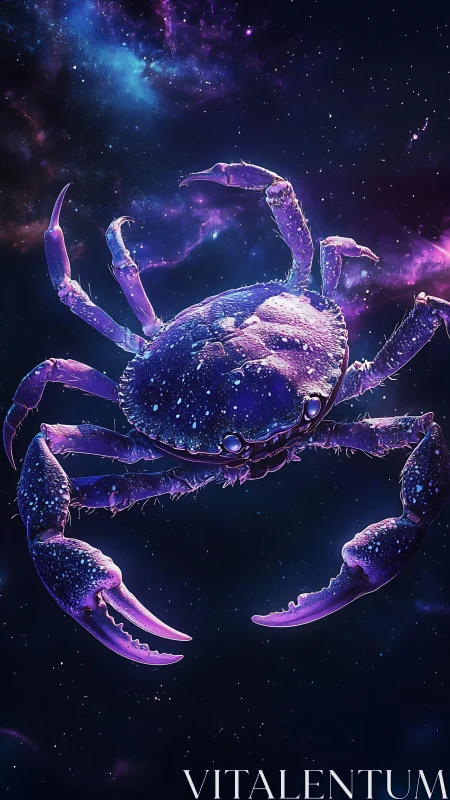 Starlit cosmic crab drifting through a violet nebula dream.