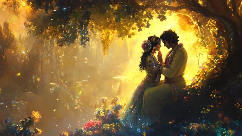 Lovers in Golden Forest Glow.