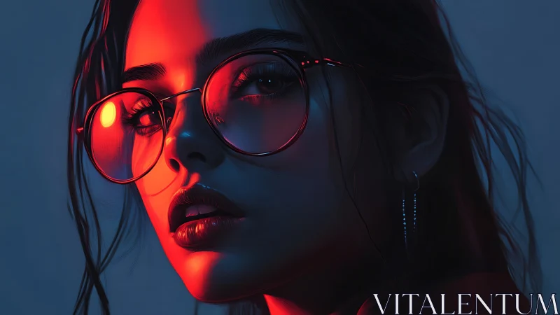 Neon-lit portrait captures cool intensity in cinematic glow