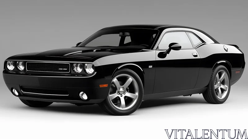 Black two-door coupe rendered in controlled side-front view.