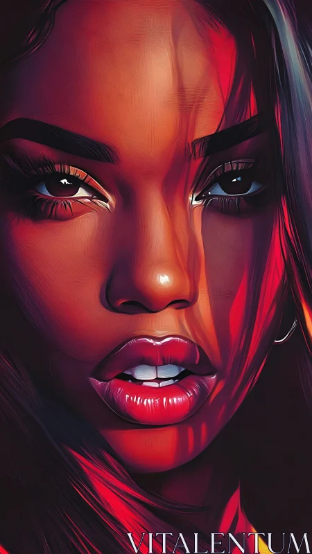 Intense digital portrait captures bold red cinematic lighting