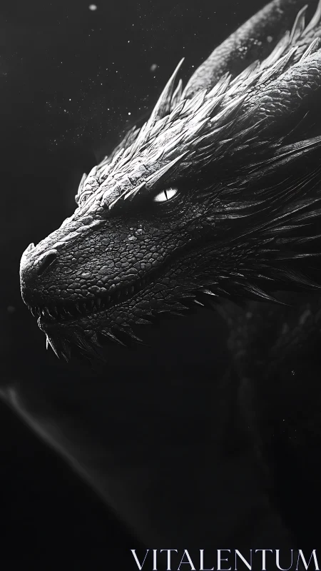 Midnight dragon gazes calmly through shimmering shadows