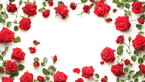 Crimson Garden Frame: Luxe Rose Florals on Ivory.