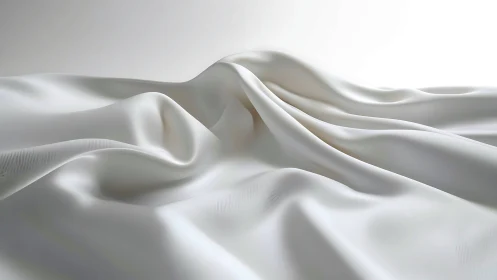 White Fabric Folds Create Flowing Abstract Landscape.