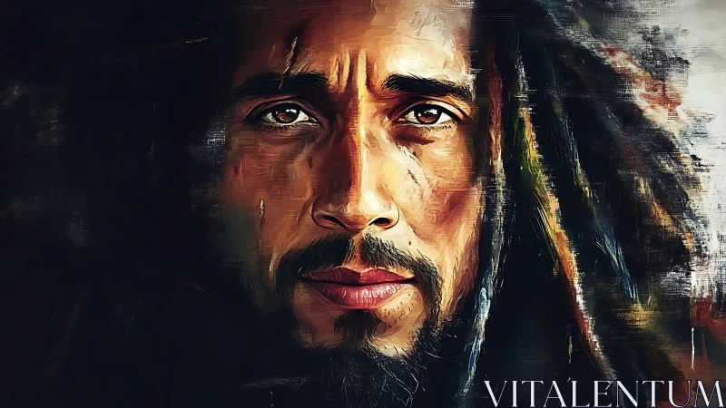 Dreadlocked gaze carves quiet firelight into painted dusk