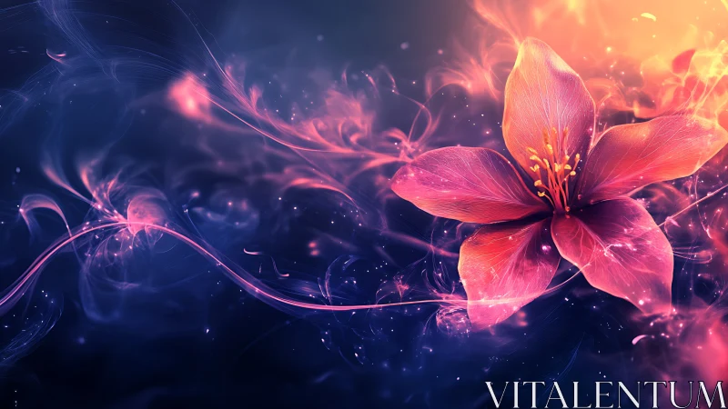 Luminescent macro flower rendered in neon vaporwave color dynamics