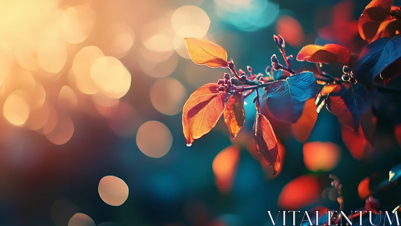 Glowing sunset leaves welcome the gentle warmth of evening