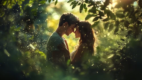 Luminous Embrace in Emerald Light.