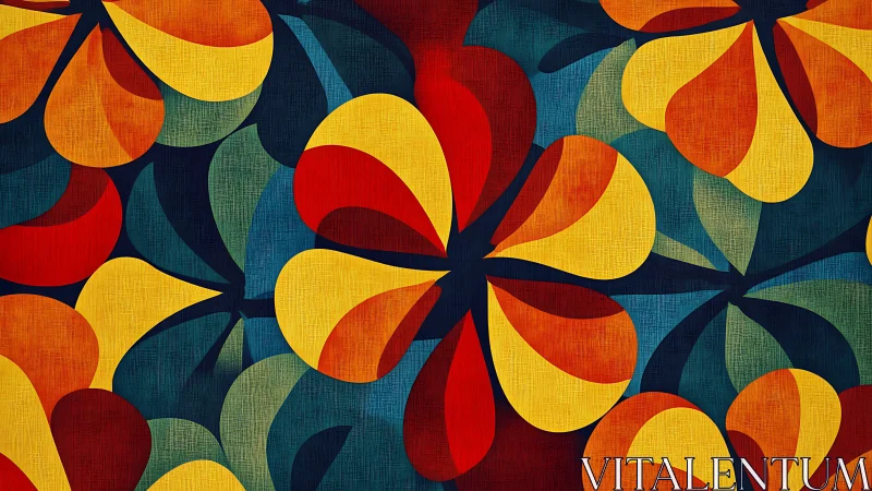 Petal-shaped echoes flutter across a retro twilight canvas