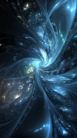 Spiraling starlit energy curls into a glowing cosmic heart