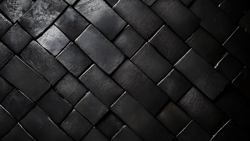 Smooth black tile weave creates calm, modern geometric rhythm