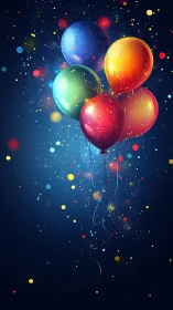 Luminous Balloons Float Through Starlit Cosmic Splendor