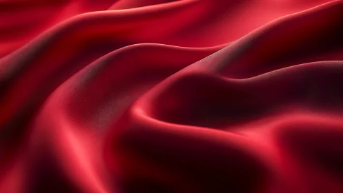 Red textile surface forms continuous undulating wave structures