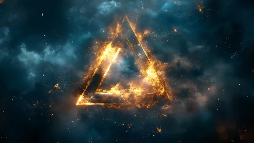 Geometry Ablaze: Triangular Inferno in Cosmic Tempest.