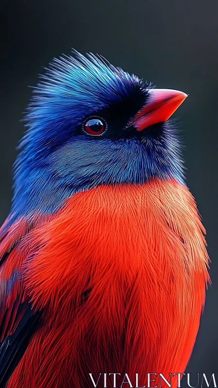 Vivid blue and red songbird portrait with razor detail.