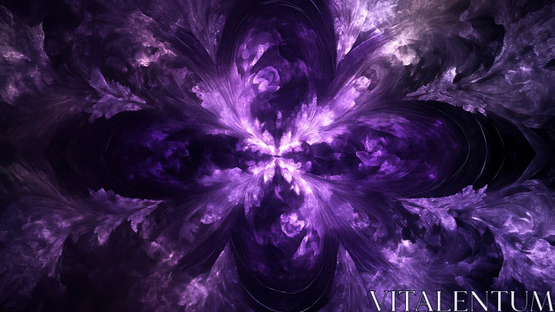 Nebula bloom of violet fractal wings unfolding in shadow.