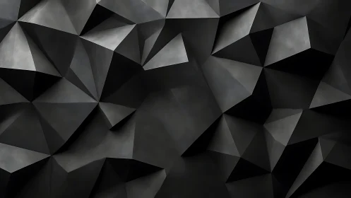 Dark geometric low-poly surface creates sculpted depth and shadow.