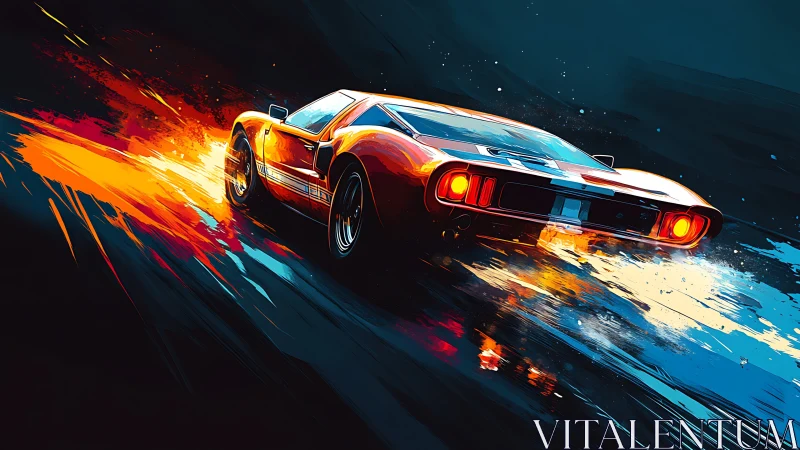 Retro racer melts the night into streaks of liquid fire