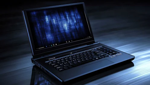 Midnight laptop humming with electric blue code ghosts.